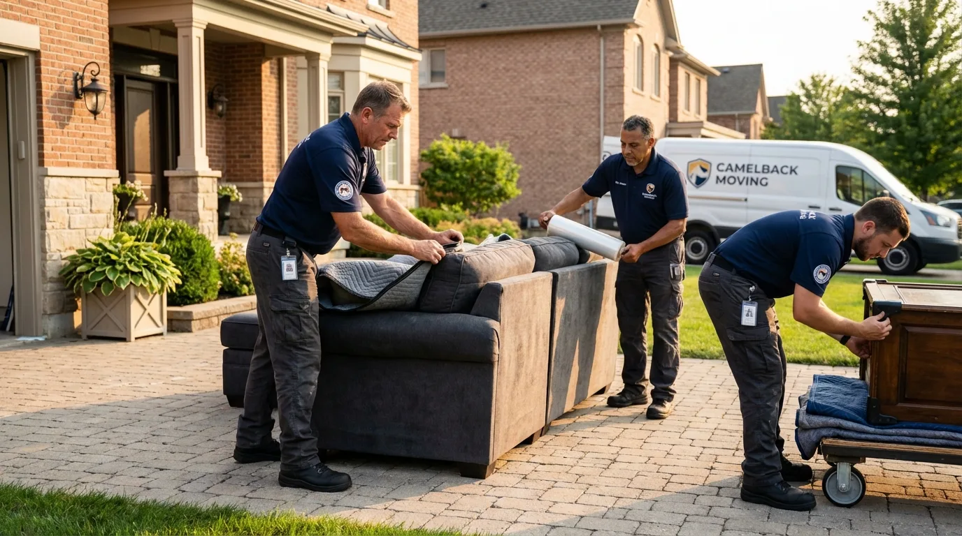 Large estate moving crew wrapping furniture in Old Town, ME